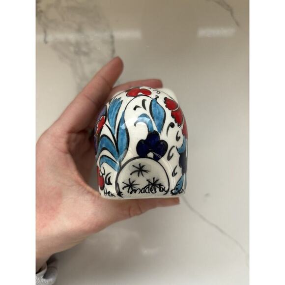 Hand Made Ceramic Elephant Floral Blue Red Green 5 in - Picture 4 of 9